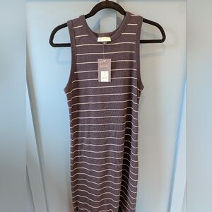 Navy Blue And White Striped Maxi Dress